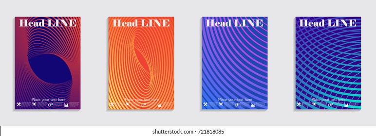 Minimal covers design. Colorful halftone gradients. Future geometric patterns.