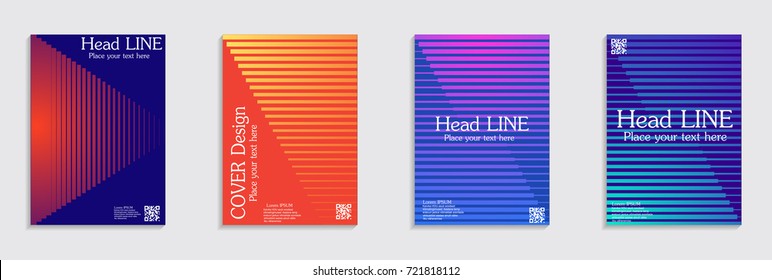 Minimal covers design. Colorful halftone gradients. Future geometric patterns.