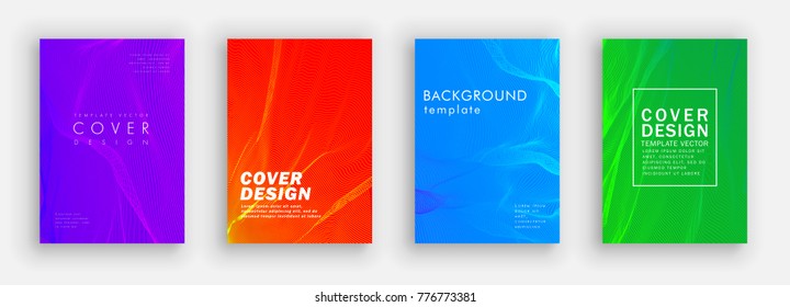 Minimal covers design. Colorful halftone gradients. Cloth-like geometric patterns.Fabric that consists of lines. Vector template brochures, flyers, presentations, leaflet, magazine a4 size