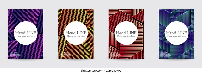Minimal covers design. Colorful linear patterns. Eps10 vector.
