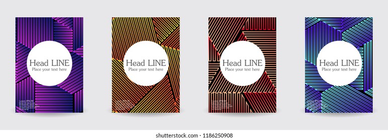 Minimal covers design. Colorful linear patterns. Eps10 vector.
