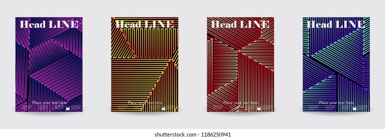 Minimal covers design. Colorful linear patterns. Eps10 vector.
