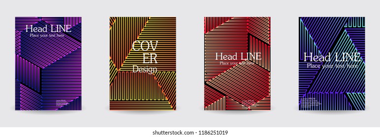 Minimal covers design. Colorful linear patterns. Eps10 vector.
