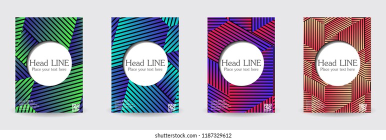 Minimal covers design. Colorful linear patterns. Eps10 vector.