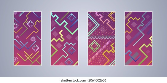 Minimal covers design. Colorful linear patterns. Vibrant background for screen, poster, banner, wallpaper, social media post