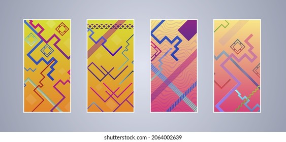 Minimal covers design. Colorful linear patterns. Vibrant background for screen, poster, banner, wallpaper, social media post