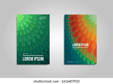 Minimal covers design. Colorful scales. Leaves and feathers . Eps10 vector.