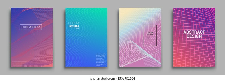 Minimal covers design. Geometric halftone gradients. Vector illustration of bright color abstract pattern background with line gradient texture for minimal dynamic cover design.