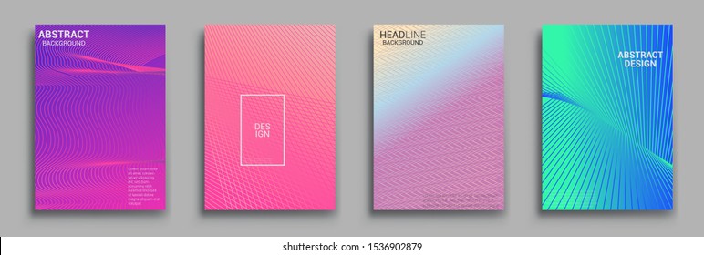 Minimal covers design. Geometric halftone gradients. Vector illustration of bright color abstract pattern background with line gradient texture for minimal dynamic cover design.