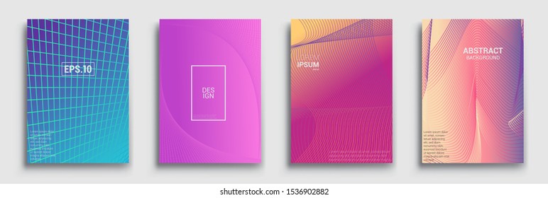 Minimal covers design. Geometric halftone gradients. Vector illustration of bright color abstract pattern background with line gradient texture for minimal dynamic cover design.