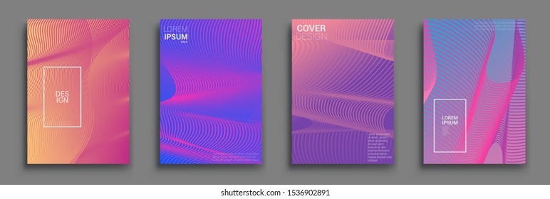 Minimal covers design. Geometric halftone gradients. Vector illustration of bright color abstract pattern background with line gradient texture for minimal dynamic cover design.