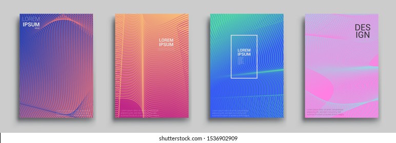 Minimal covers design. Geometric halftone gradients. Vector illustration of bright color abstract pattern background with line gradient texture for minimal dynamic cover design.