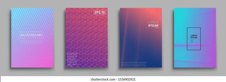 Minimal covers design. Geometric halftone gradients. Vector illustration of bright color abstract pattern background with line gradient texture for minimal dynamic cover design.