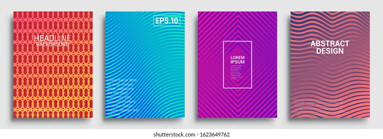 Minimal covers design. Geometric halftone gradients. Vector illustration of bright color abstract pattern background with line gradient texture for minimal dynamic cover design.