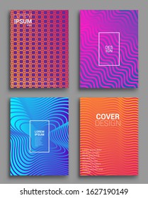 Minimal covers design. Geometric halftone gradients. Vector illustration of bright color abstract pattern background with line gradient texture for minimal dynamic cover design.
