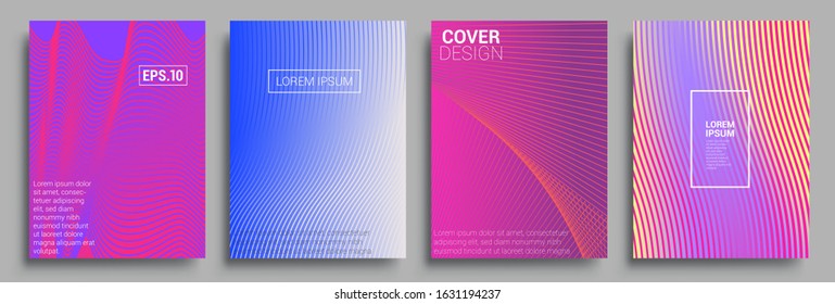 Minimal covers design. Geometric halftone gradients. Vector illustration of bright color abstract pattern background with line gradient texture for minimal dynamic cover design.