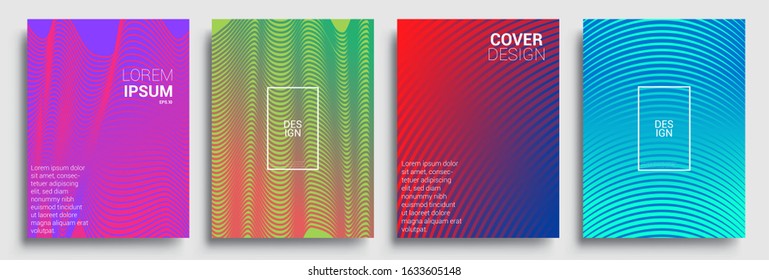 Minimal covers design. Geometric halftone gradients. Vector illustration of bright color abstract pattern background with line gradient texture for minimal dynamic cover design.