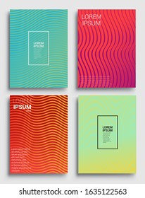 Minimal covers design. Geometric halftone gradients. Vector illustration of bright color abstract pattern background with line gradient texture for minimal dynamic cover design.