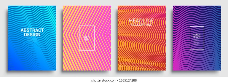 Minimal covers design. Geometric halftone gradients. Vector illustration of bright color abstract pattern background with line gradient texture for minimal dynamic cover design.