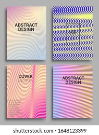 Minimal covers design. Geometric halftone gradients. Vector illustration of bright color abstract pattern background with line gradient texture for minimal dynamic cover design.