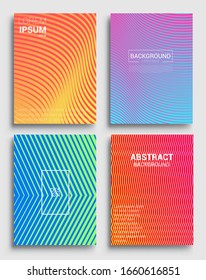 Minimal covers design. Geometric halftone gradients. Vector illustration of bright color abstract pattern background with line gradient texture for minimal dynamic cover design.