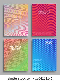 Minimal covers design. Geometric halftone gradients. Vector illustration of bright color abstract pattern background with line gradient texture for minimal dynamic cover design.