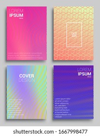 Minimal covers design. Geometric halftone gradients. Vector illustration of bright color abstract pattern background with line gradient texture for minimal dynamic cover design.