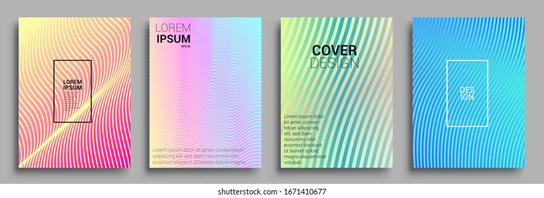 Minimal covers design. Geometric halftone gradients. Vector illustration of bright color abstract pattern background with line gradient texture for minimal dynamic cover design.