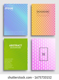 Minimal covers design. Geometric halftone gradients. Vector illustration of bright color abstract pattern background with line gradient texture for minimal dynamic cover design.