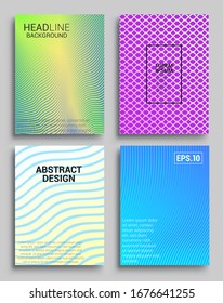 Minimal covers design. Geometric halftone gradients. Vector illustration of bright color abstract pattern background with line gradient texture for minimal dynamic cover design.