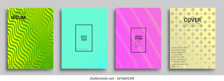 Minimal covers design. Geometric halftone gradients. Vector illustration of bright color abstract pattern background with line gradient texture for minimal dynamic cover design.