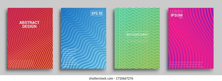 Diseño de cubiertas mínimas. Gradientes geométricos de medio tono.Ilustración vectorial de fondo de patrón abstracto de color brillante con textura de gradiente de línea para un diseño de tapa dinámica mínimo.