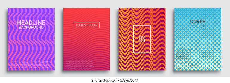 Minimal covers design. Geometric halftone gradients. Vector illustration of bright color abstract pattern background with line gradient texture for minimal dynamic cover design.