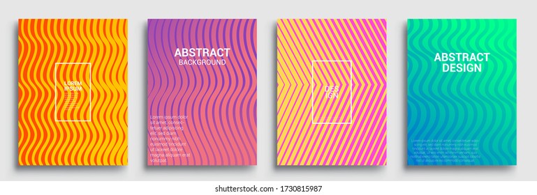 Minimal covers design. Geometric halftone gradients. Vector illustration of bright color abstract pattern background with line gradient texture for minimal dynamic cover design.