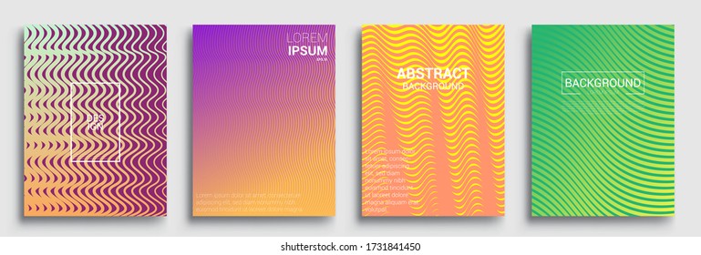 Diseño de cubiertas mínimas. Gradientes geométricos de medio tono. Ilustración vectorial de fondo de patrón abstracto de color brillante con textura de gradiente de línea para un diseño de cubierta dinámica mínimo.