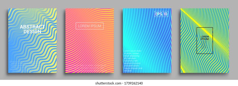 Minimal covers design. Geometric halftone gradients. Vector illustration of bright color abstract pattern background with line gradient texture for minimal dynamic cover design.