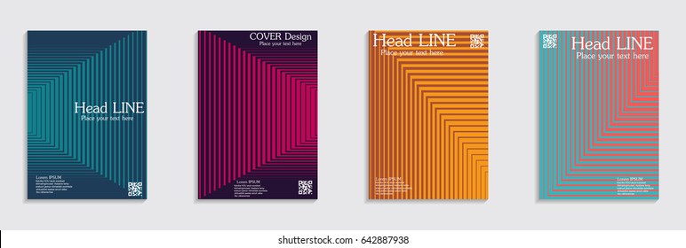 Minimal covers design. Geometric halftone gradients. Eps10 vector.