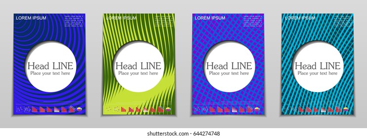 Minimal covers design. Geometric halftone gradients. Eps10 vector.