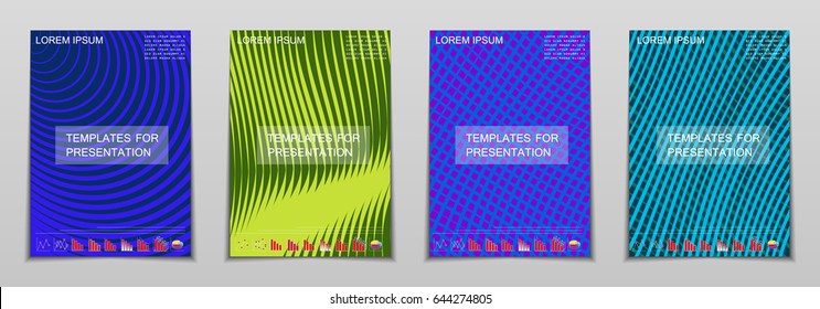 Minimal covers design. Geometric halftone gradients. Eps10 vector.