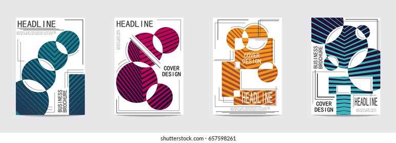 Minimal covers design. Geometric halftone gradients. Eps10 vector.