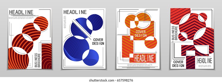 Minimal covers design. Geometric halftone gradients. Eps10 vector.