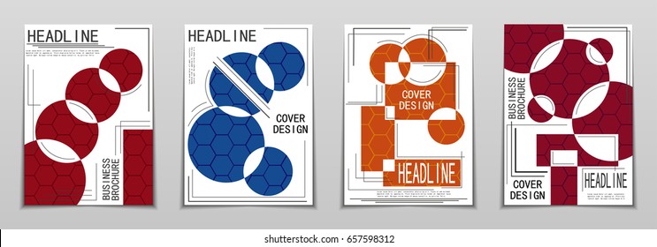 Minimal covers design. Geometric halftone gradients. Eps10 vector.