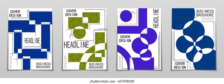 Minimal covers design. Geometric halftone gradients. Eps10 vector.