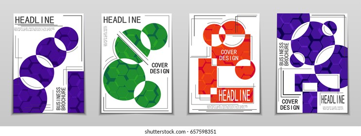 Minimal covers design. Geometric halftone gradients. Eps10 vector.