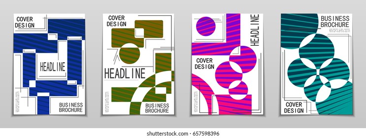 Minimal covers design. Geometric halftone gradients. Eps10 vector.