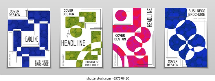Minimal covers design. Geometric halftone gradients. Eps10 vector.