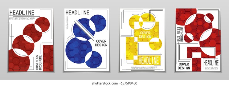 Minimal covers design. Geometric halftone gradients. Eps10 vector.