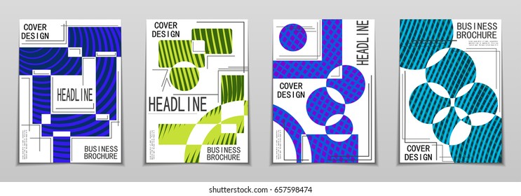 Minimal covers design. Geometric halftone gradients. Eps10 vector.