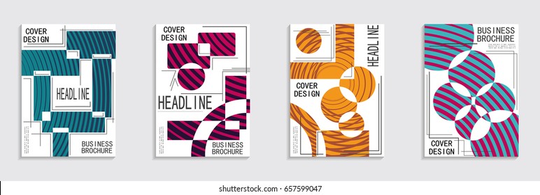 Minimal covers design. Geometric halftone gradients. Eps10 vector.