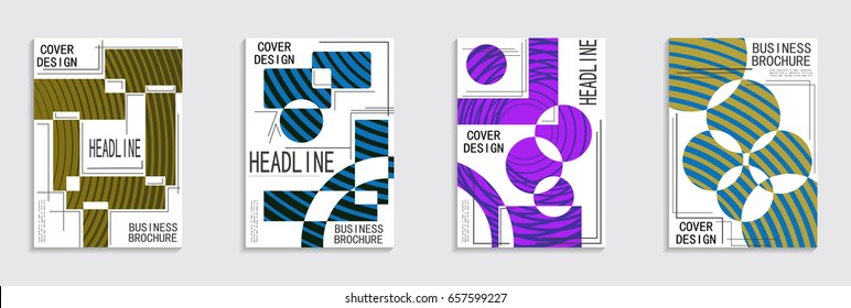 Minimal covers design. Geometric halftone gradients. Eps10 vector.